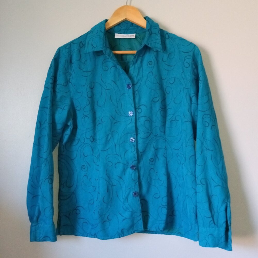 Vintage 1990s Clothing Sag Harbor Blue Long Sleeve Blouse